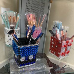 Custom makeup brushes and holders